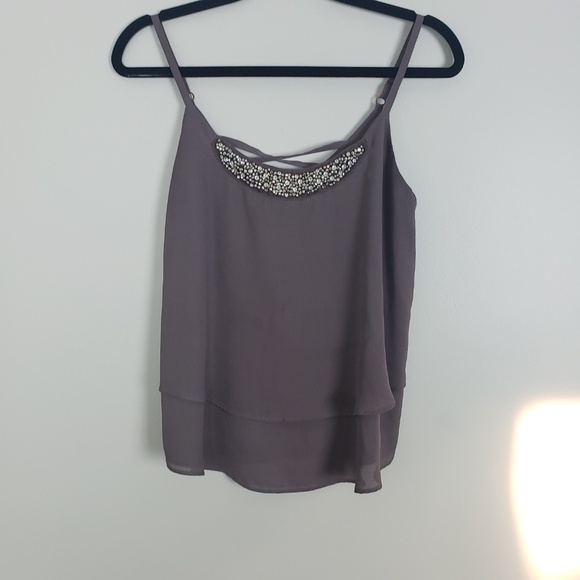 Studio Y Tops - Studio Y taupe cami with rhinestones B3